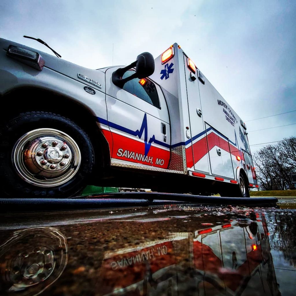 Side view of ambulance.